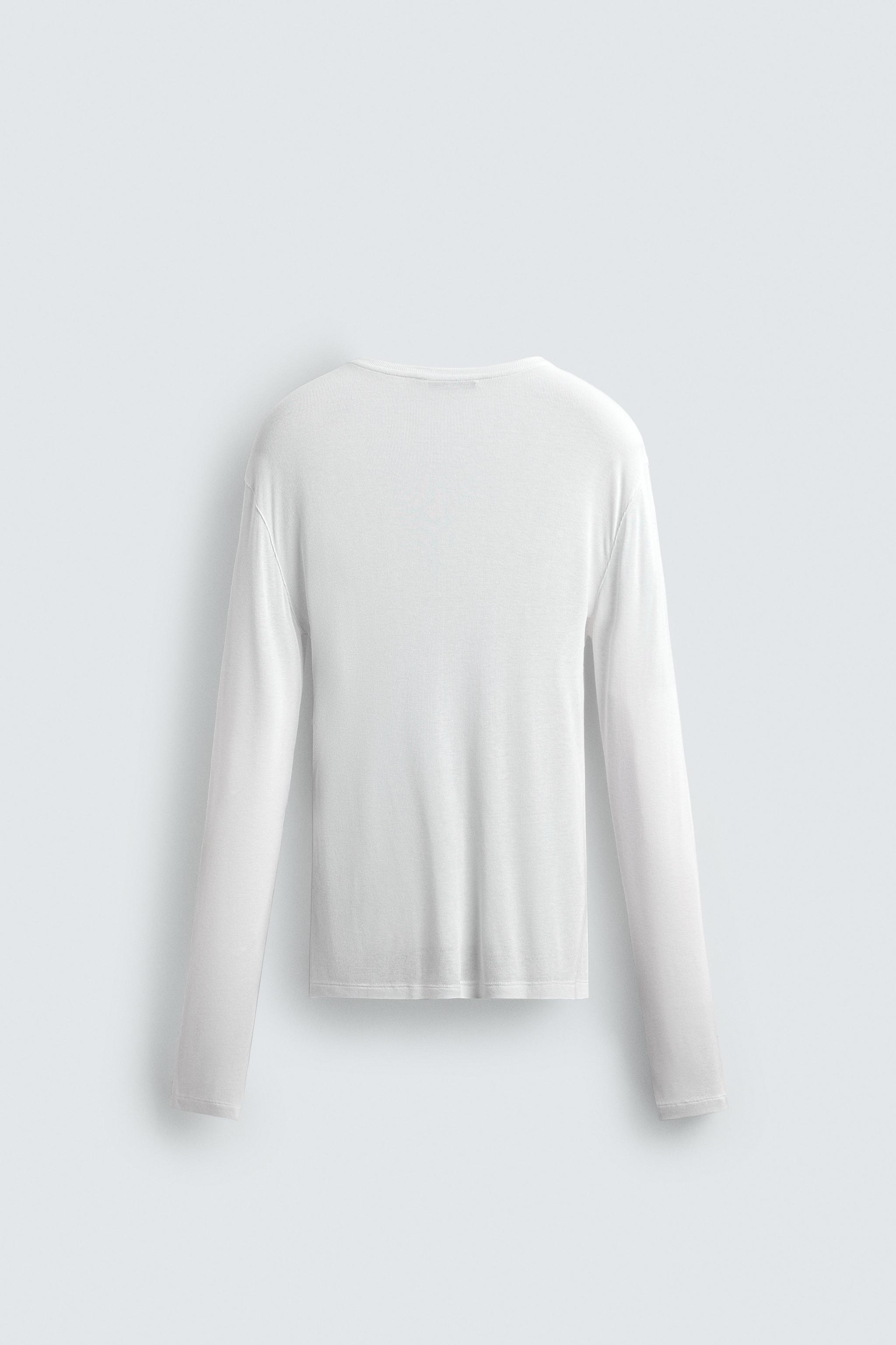 VISCOSE TEXTURED LONG SLEEVE T-SHIRT